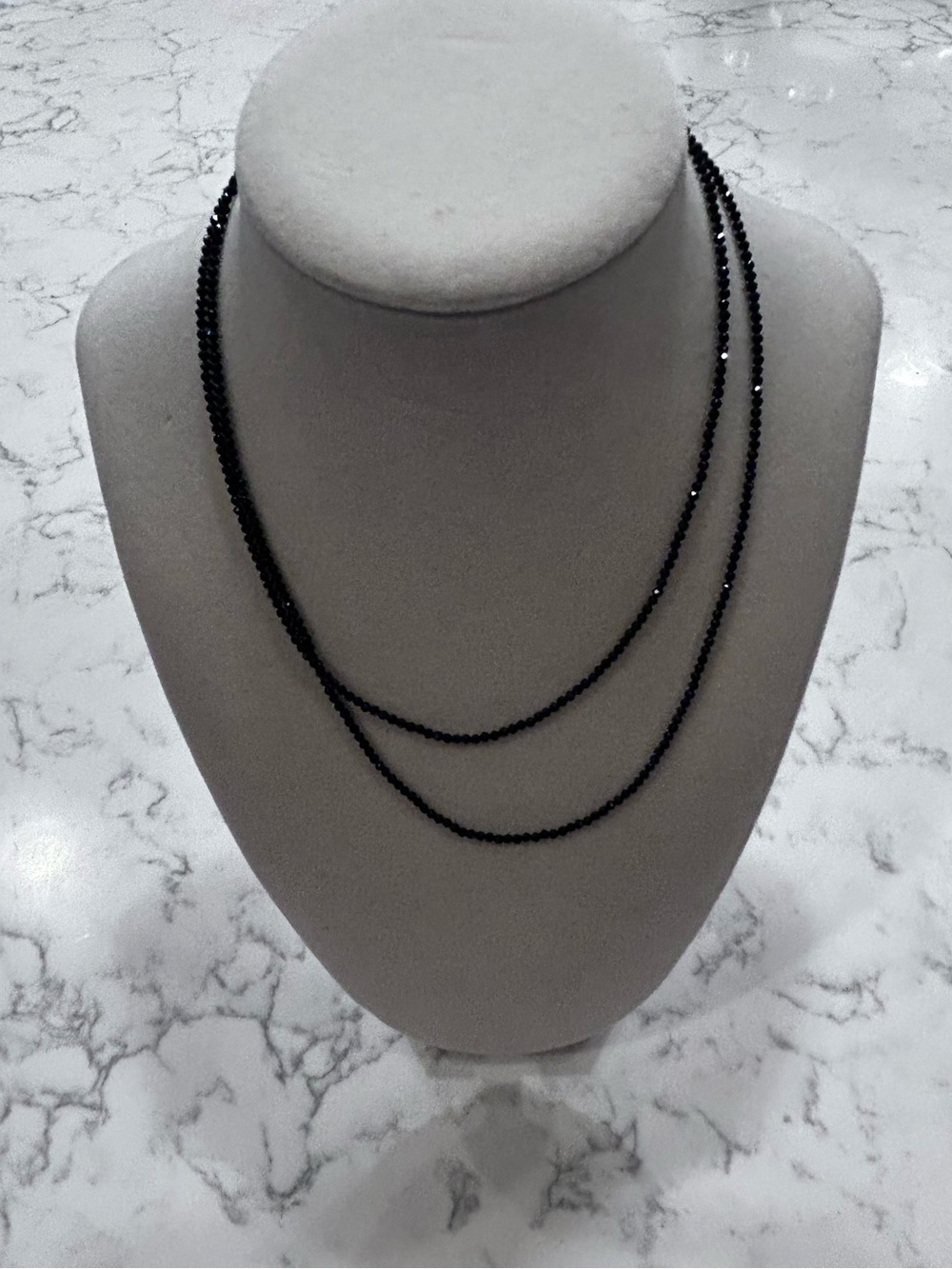 Long‎ Black Shiny Beaded Necklace